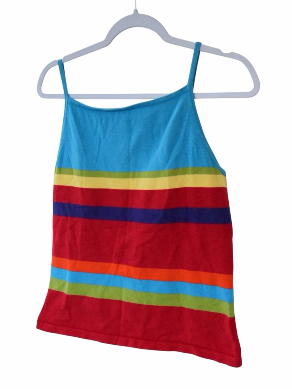 Rainbow Stripe Tank Top Blue & Red Colorful Rave Kidcore Kawaii 90s y2k Large